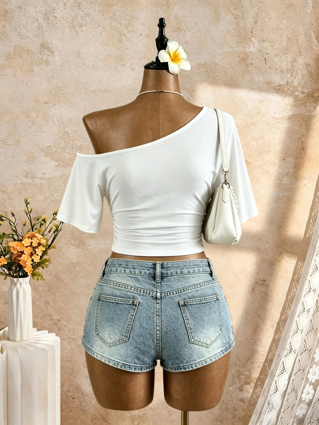 Ruched One-Shoulder Top