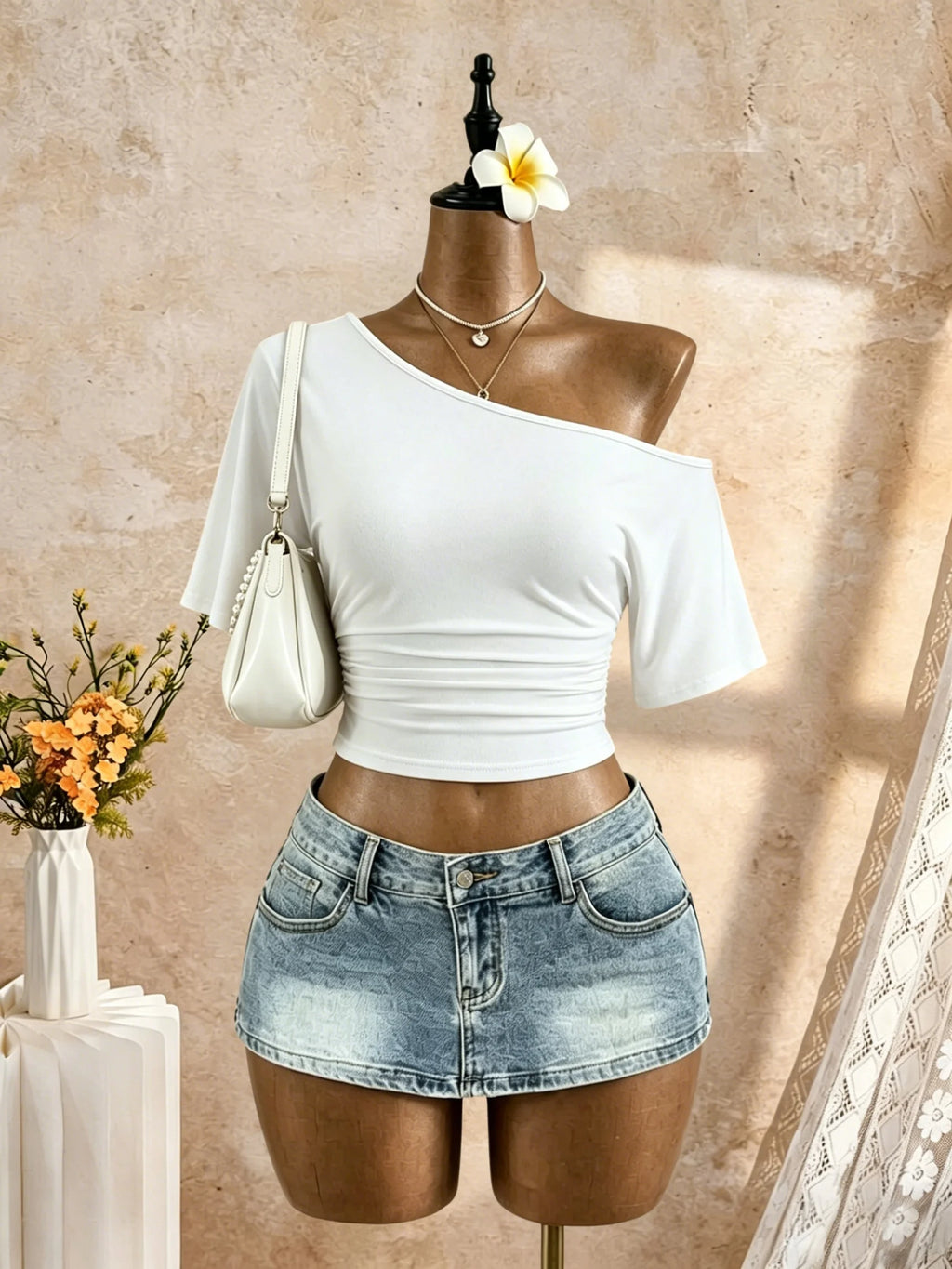 Ruched One-Shoulder Top